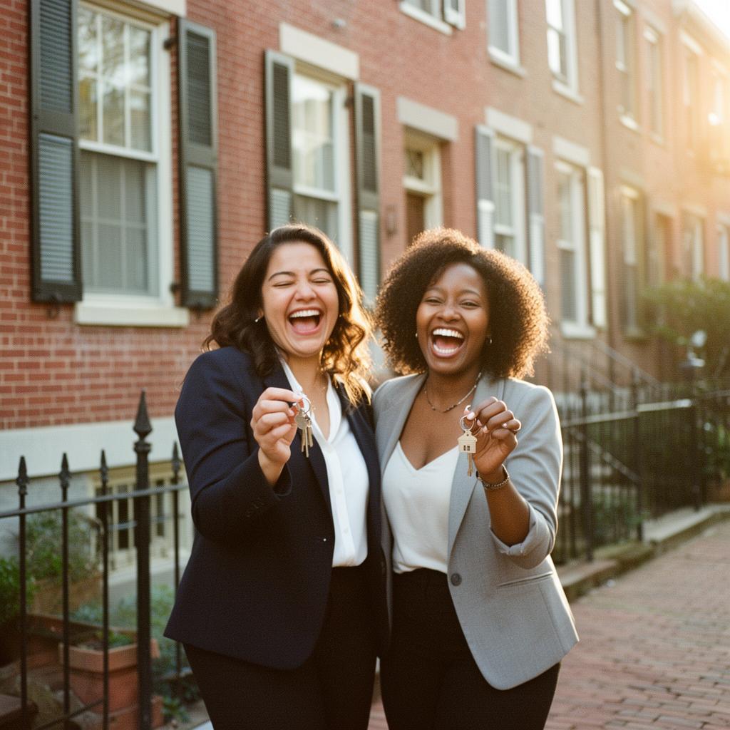 Women collaborating on real estate plans